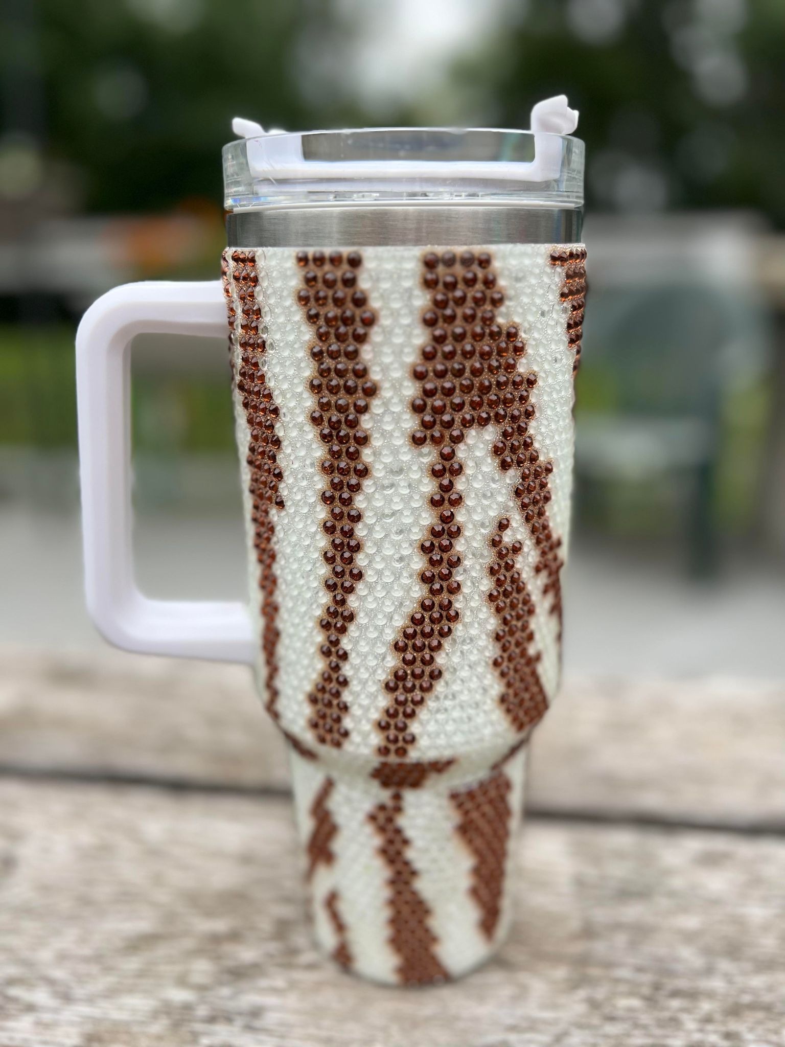 40 Oz Rhinestone/Glow in the Dark Zebra Tumblers