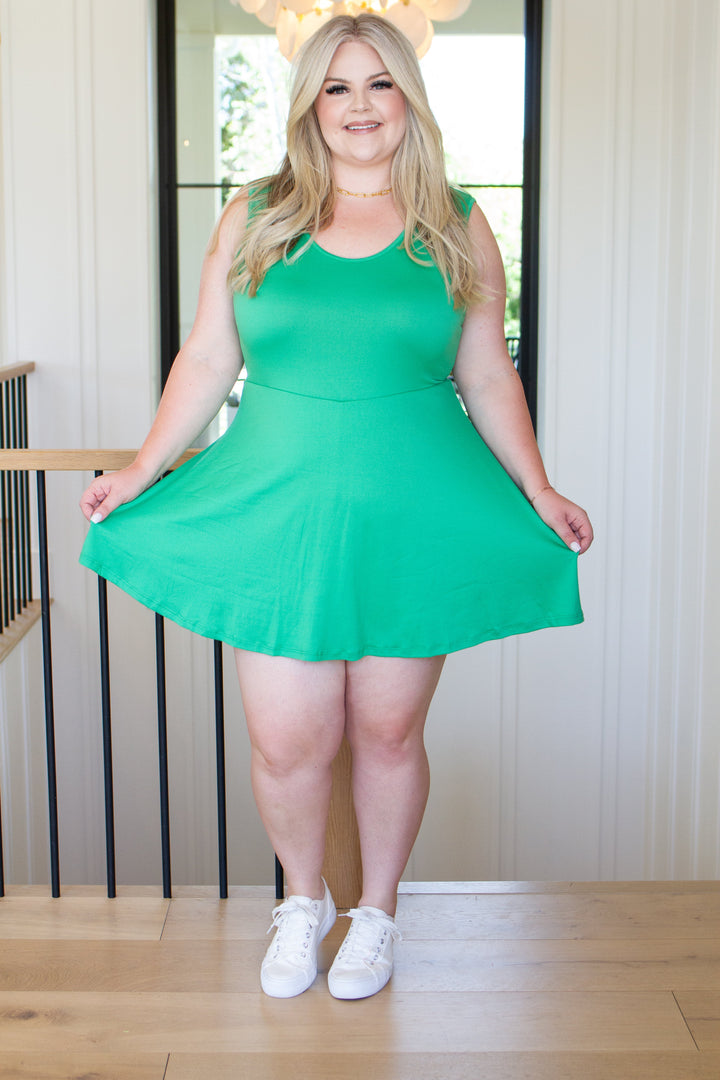 Gorgeous in Green Sleeveless Skort Dress