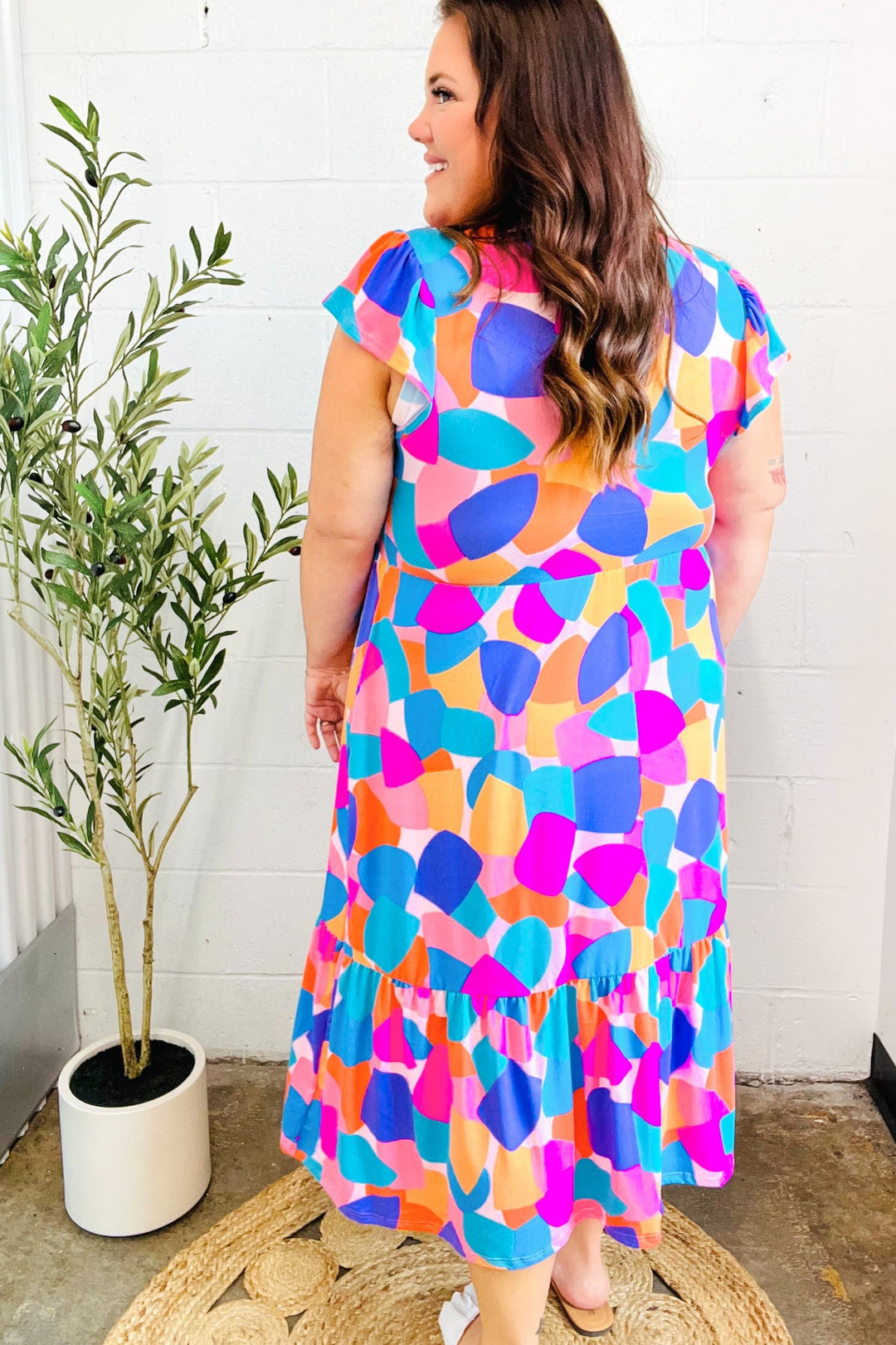 Bold & Beautiful Multicolor Abstract Floral Fit & Flare Midi Dress