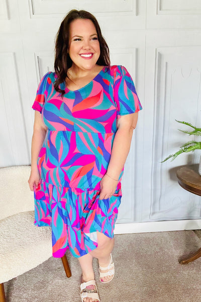 Multicolor Boho Paisley Print Tie Neck Dolman Top