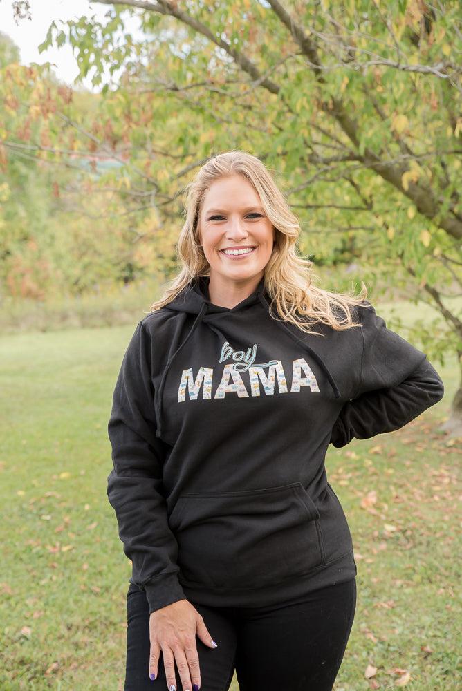 Boy Mama Graphic Hoodie in Black