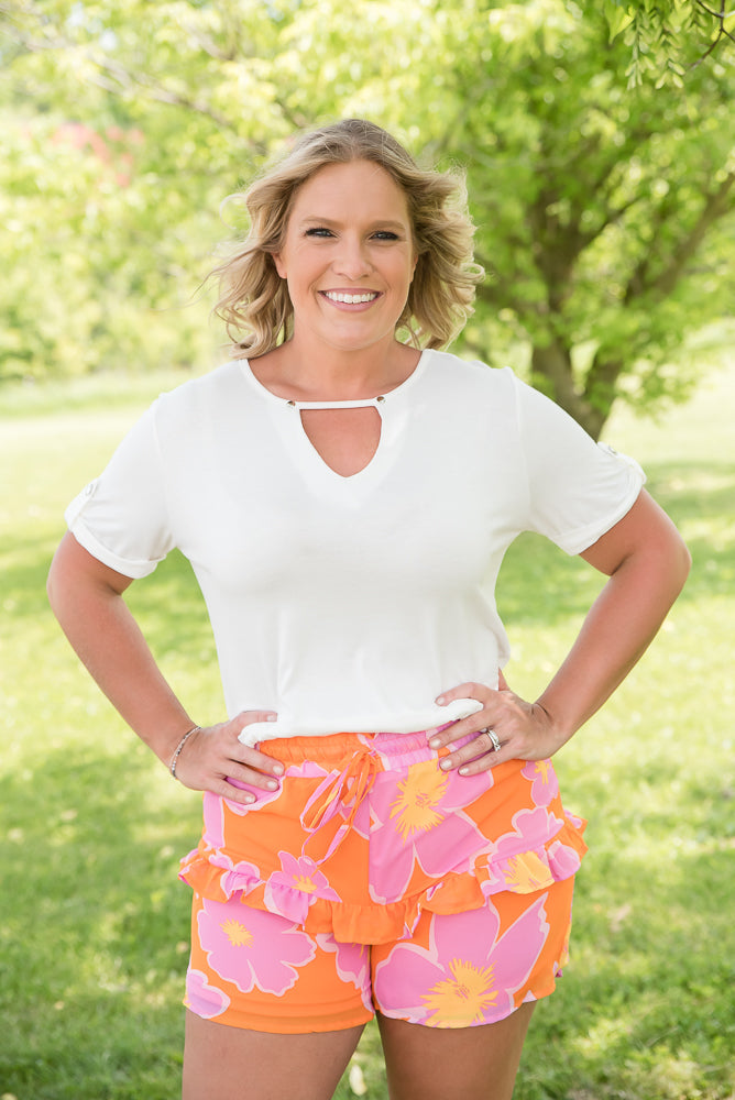 Tangerine Floral Shorts