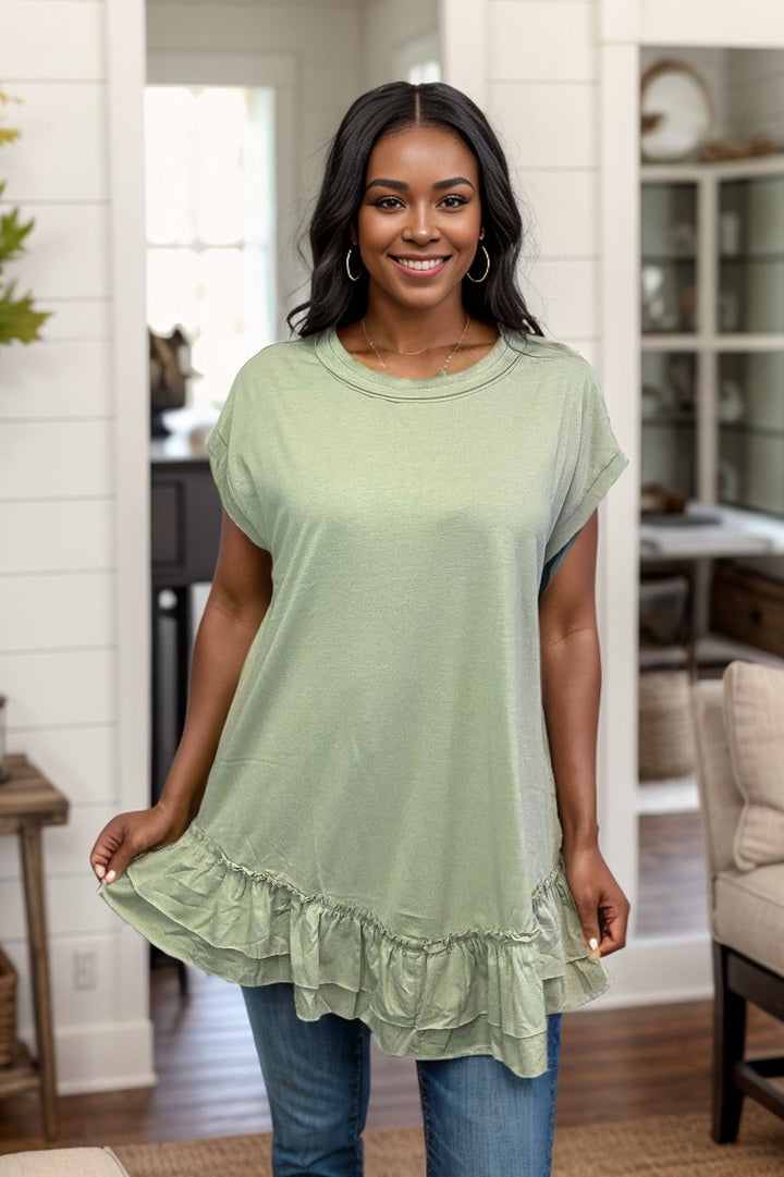 Sharona - Sage Ruffle Tunic