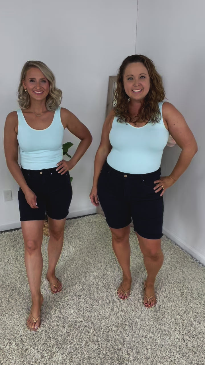 Fun in Navy Tummy Control Judy Blue Bermuda Shorts