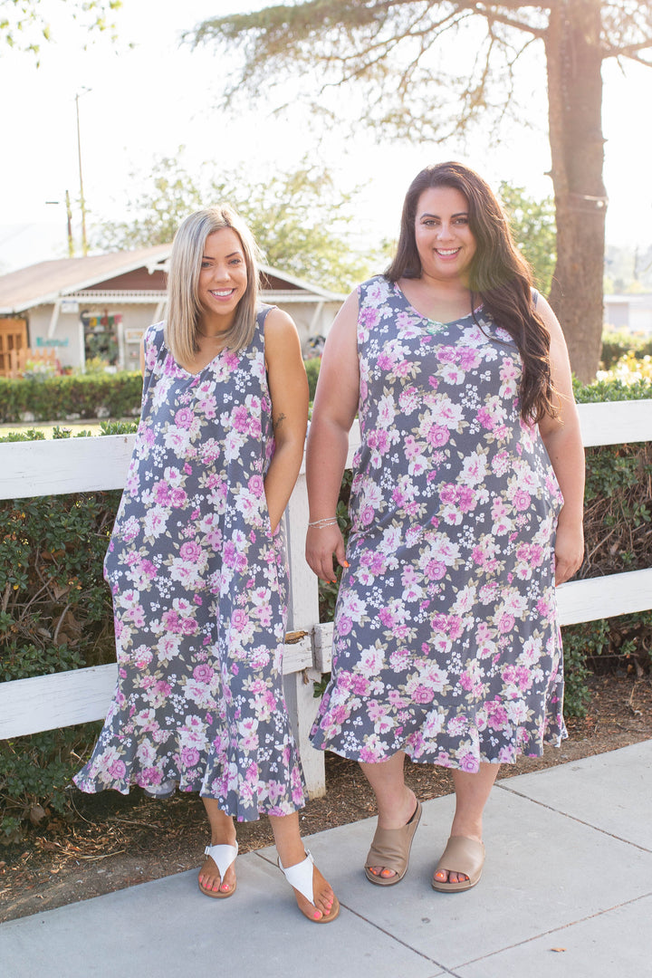 Dusty Floral Midi Dress