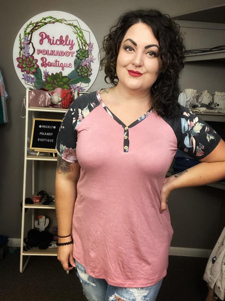 Rosey Posey Short Sleeve Raglan