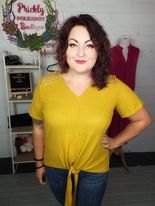 Spirited Front Tie Top in Mustard