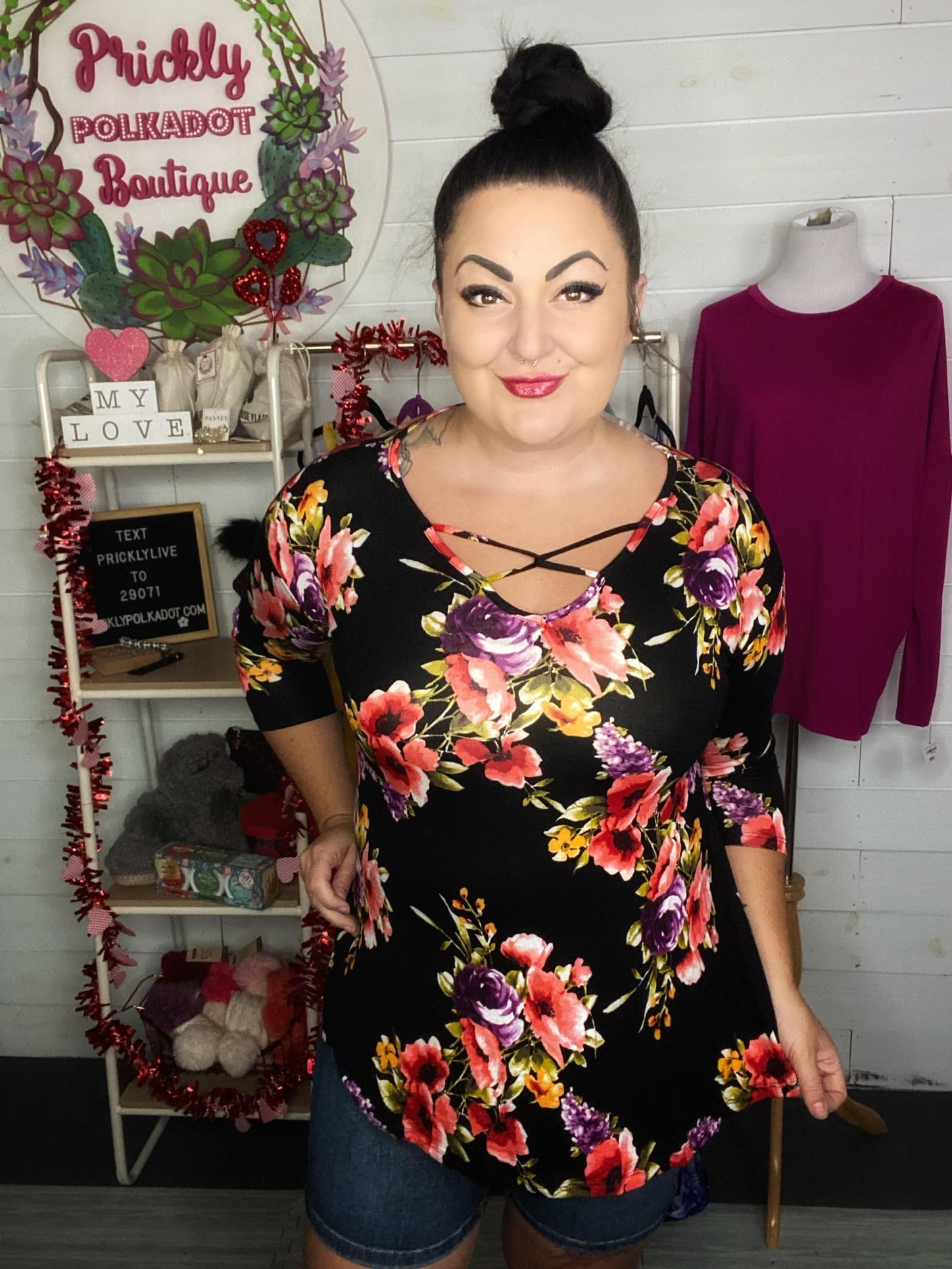 Vibrant Blooms 3/4 Sleeve