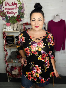 Vibrant Blooms 3/4 Sleeve