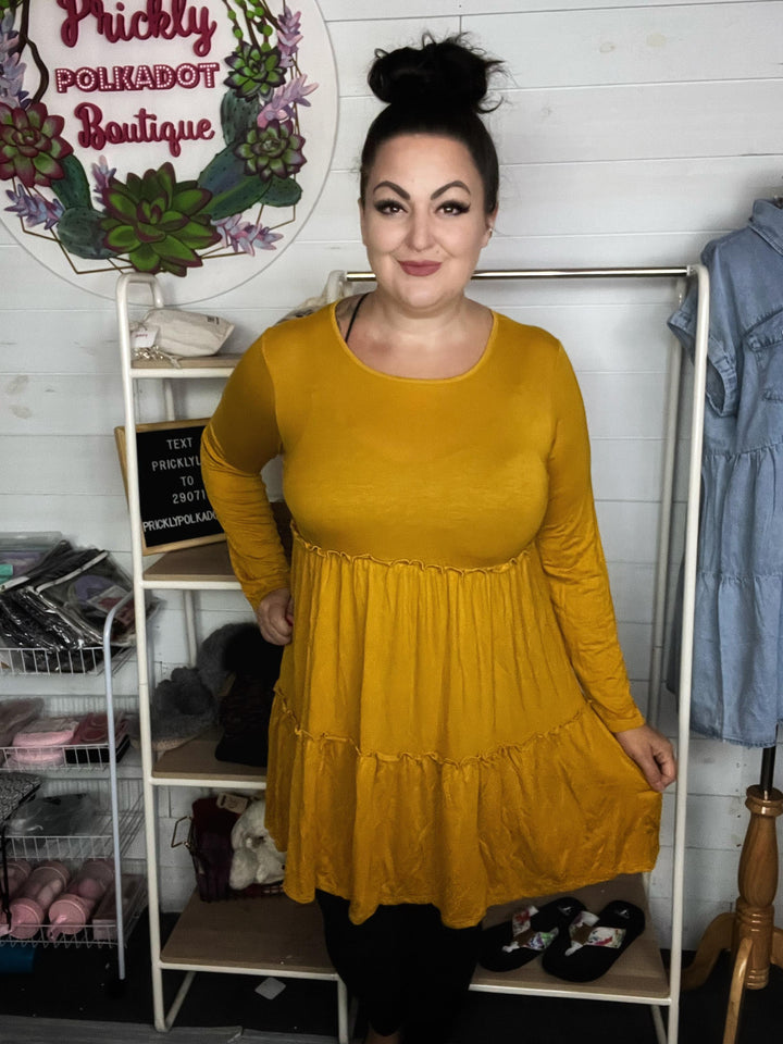 Tiered Decadence Mustard Dress