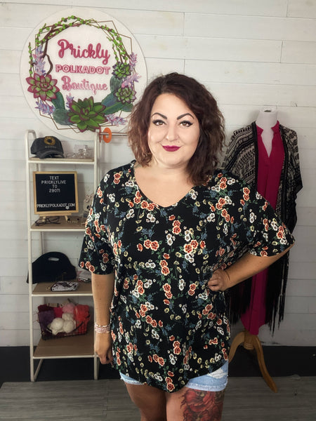Night Blossoms Short Sleeve Top