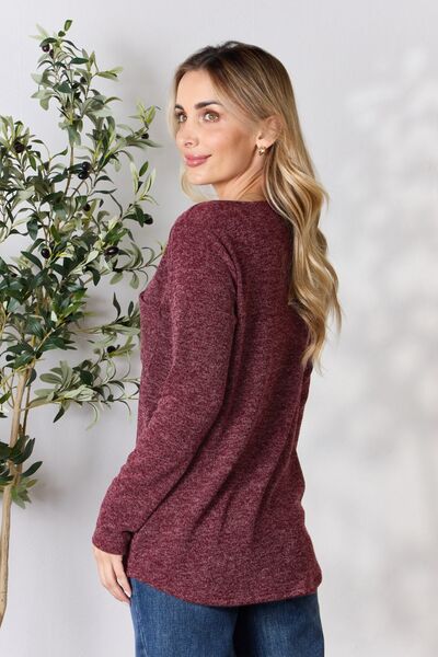 Heimish Full Size Notched Long Sleeve Top