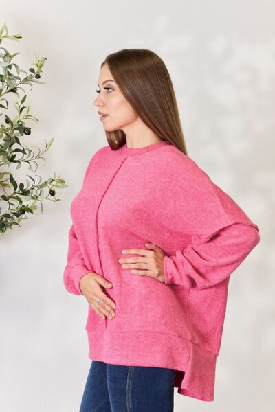 Zenana Full Size Center Seam Long Sleeve Sweatshirt