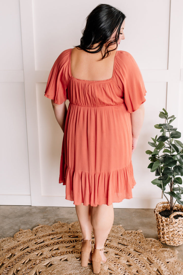 Short Sleeve Dress In Guava