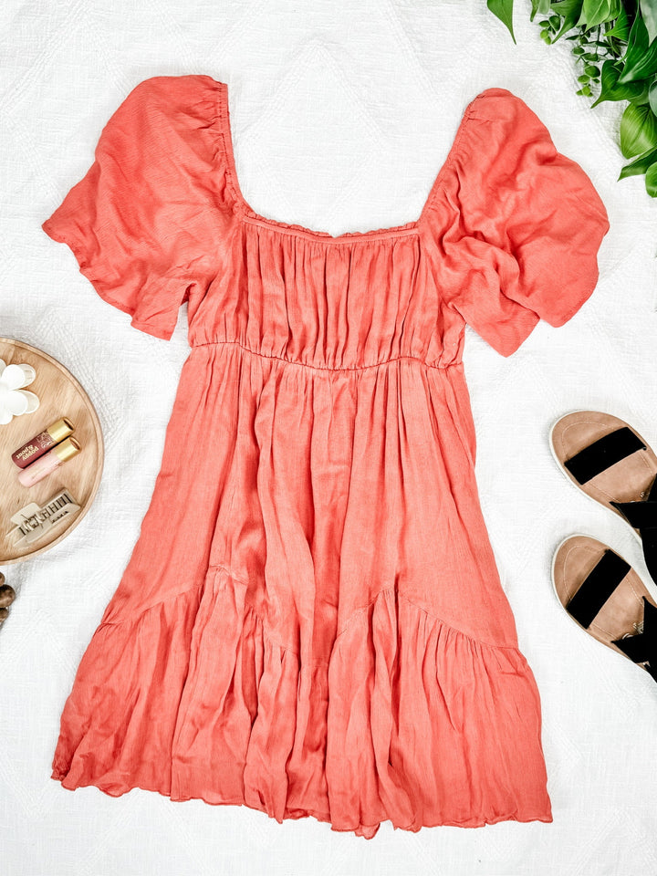 Short Sleeve Dress In Guava