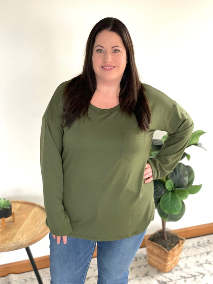 Pocket of Love Top in Olive