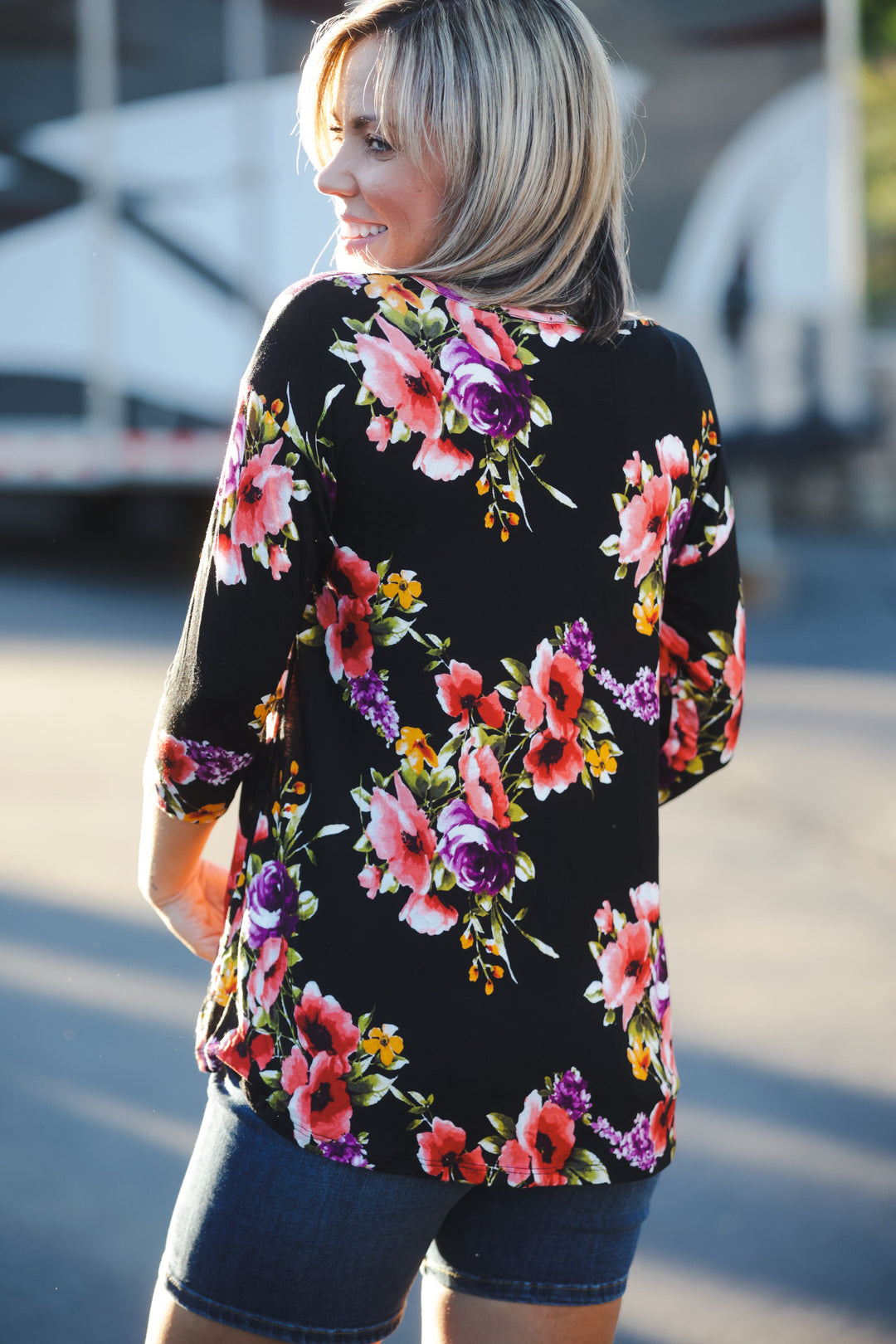 Vibrant Blooms 3/4 Sleeve